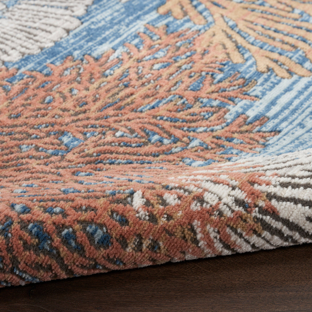 Tapis Nourison Pompéi, motif coquillages et coraux, idéal pour la plage côtière