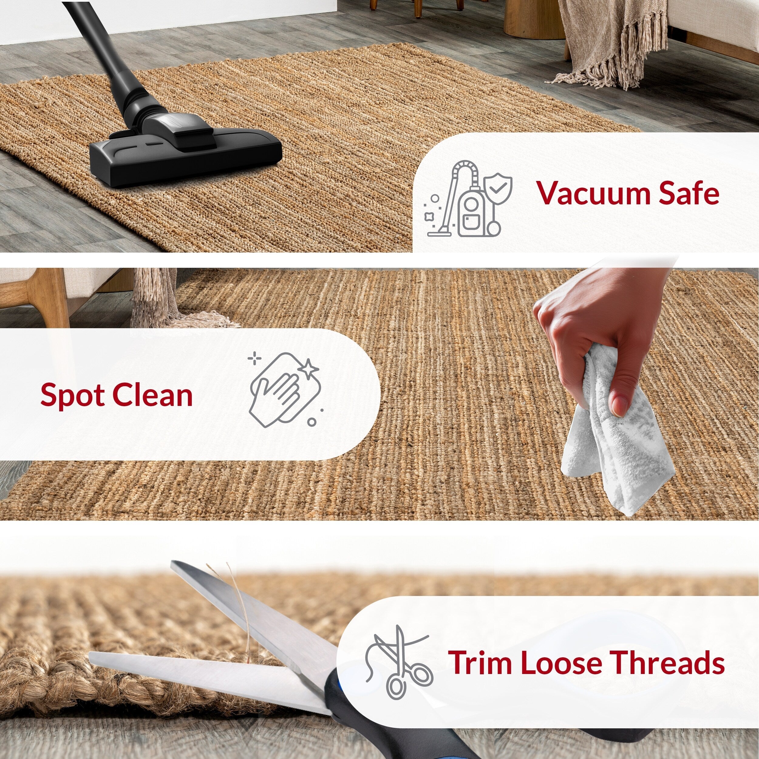 Nuloom Ashli Solid Farmhouse Jute Area Rug