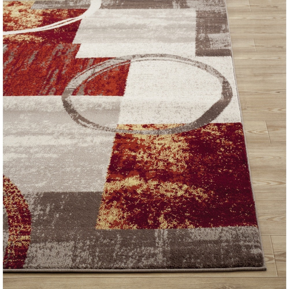 World Rug Gallery Abstract Polypropylene Machine-Made Circle Area Rug