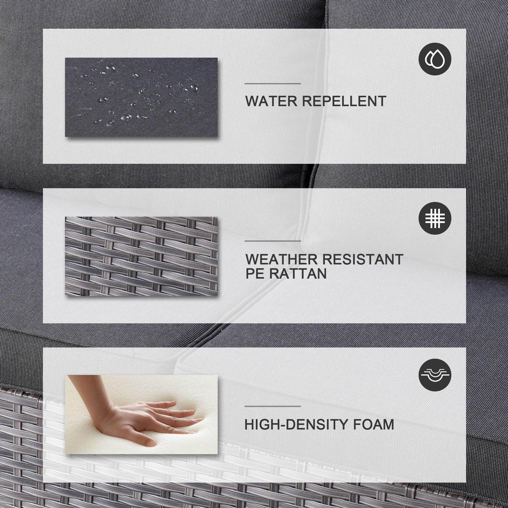 Ensemble de 5 sièges de jardin à dossier haut en osier OVIOS