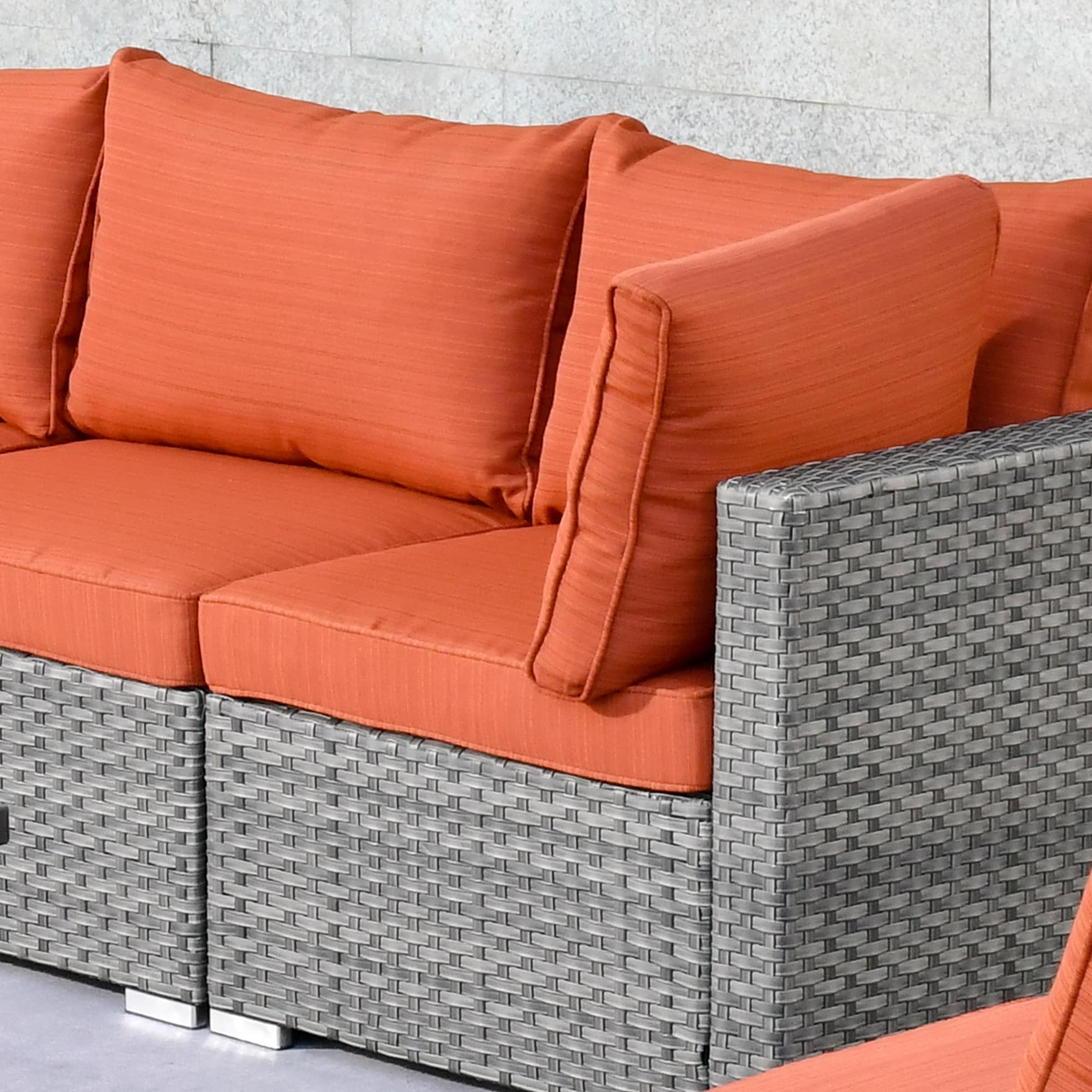 OVIOS Deep Seat Wicker 11-piece Sectional Set Swivel Chairs Fire Pit