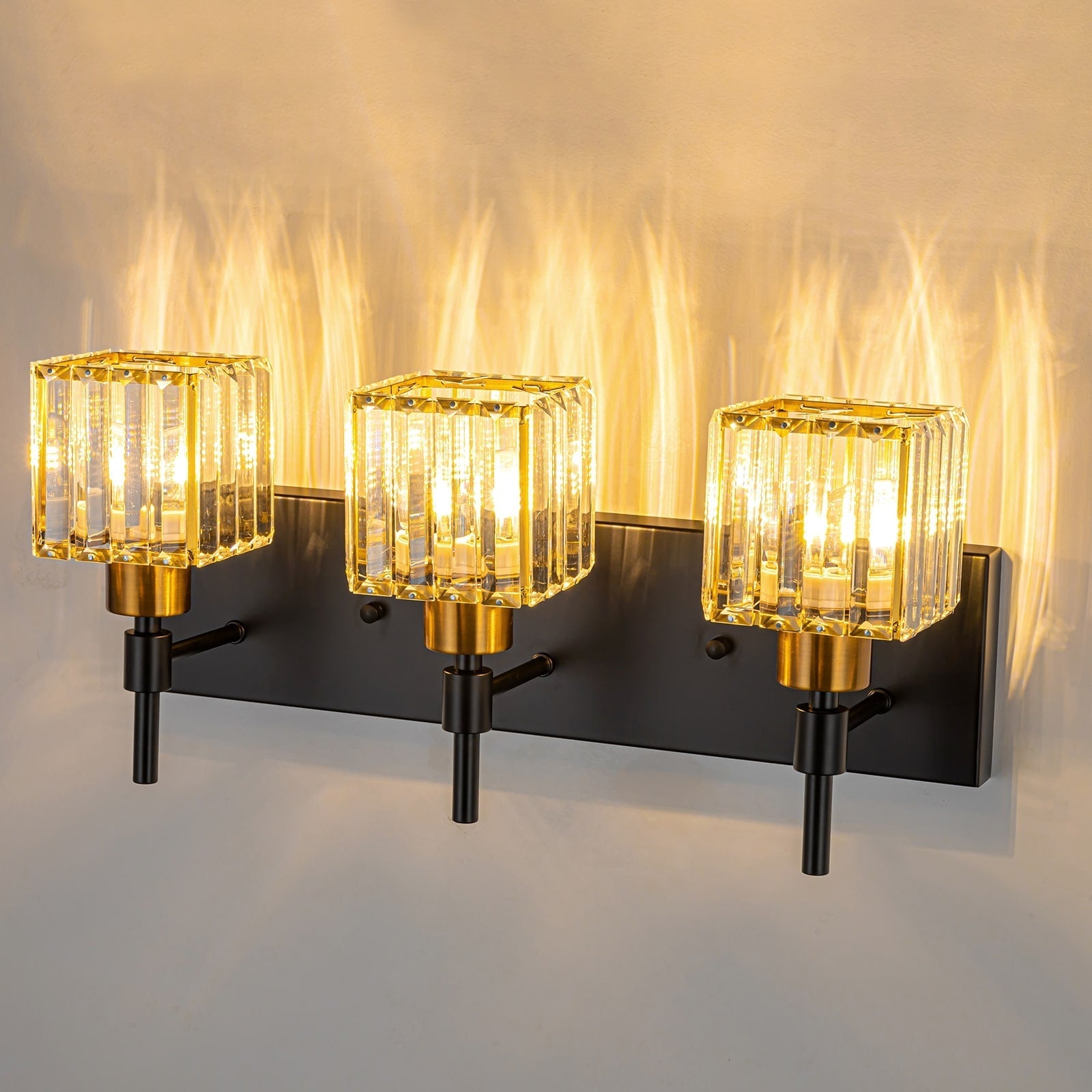 Luminaires de salle de bain en cristal à intensité variable Ora Modern sur miroir Glam Vanity Lights