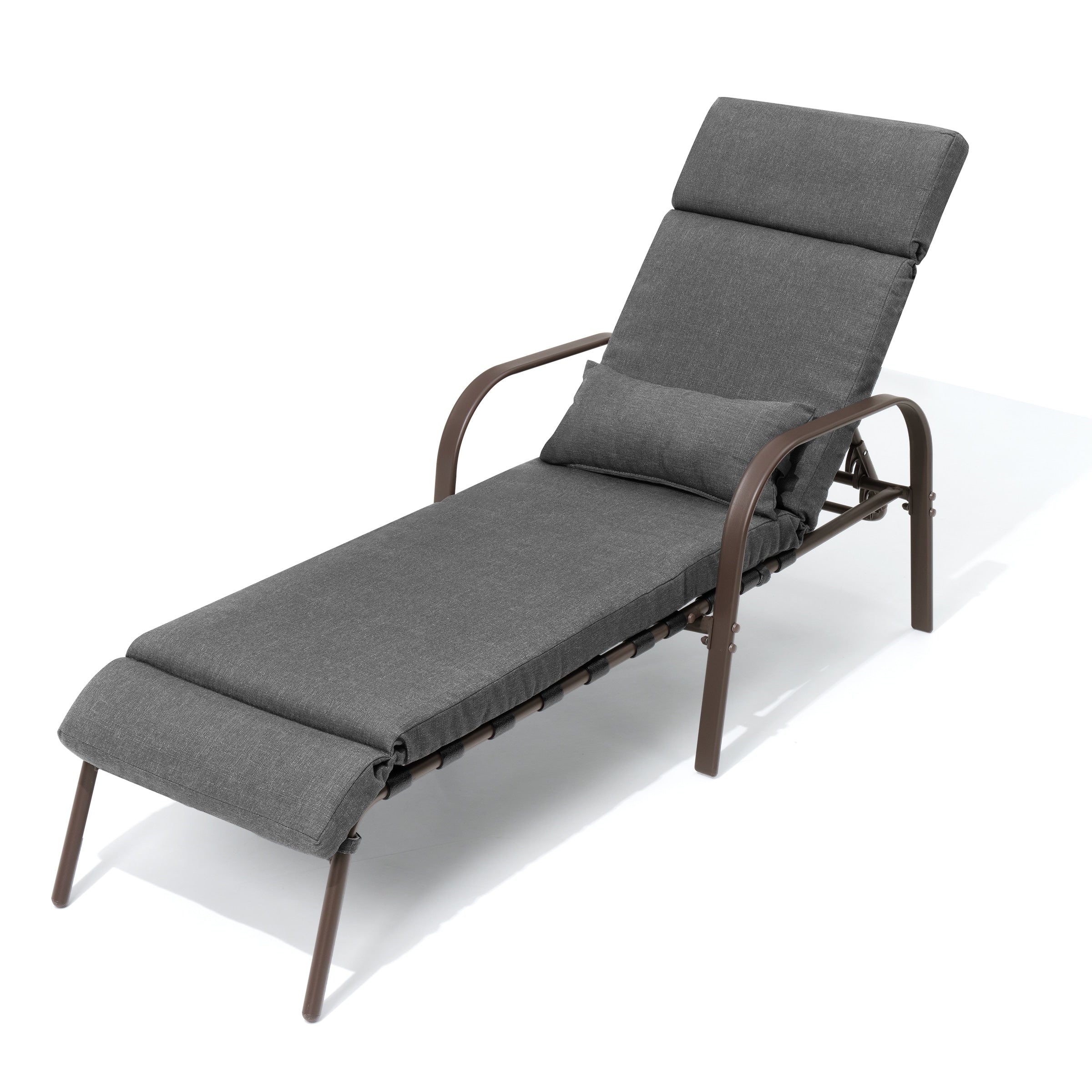 Chaise longue d'extérieur réglable avec coussin pour la plage et la piscine
