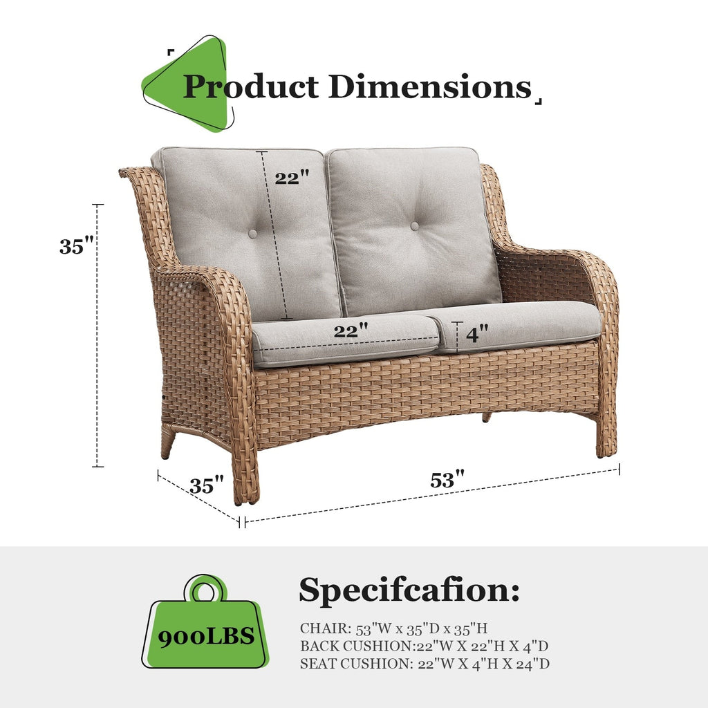 Gymojoy Outdoor Loveseat Wicker Sofa Set Rattan Sofa