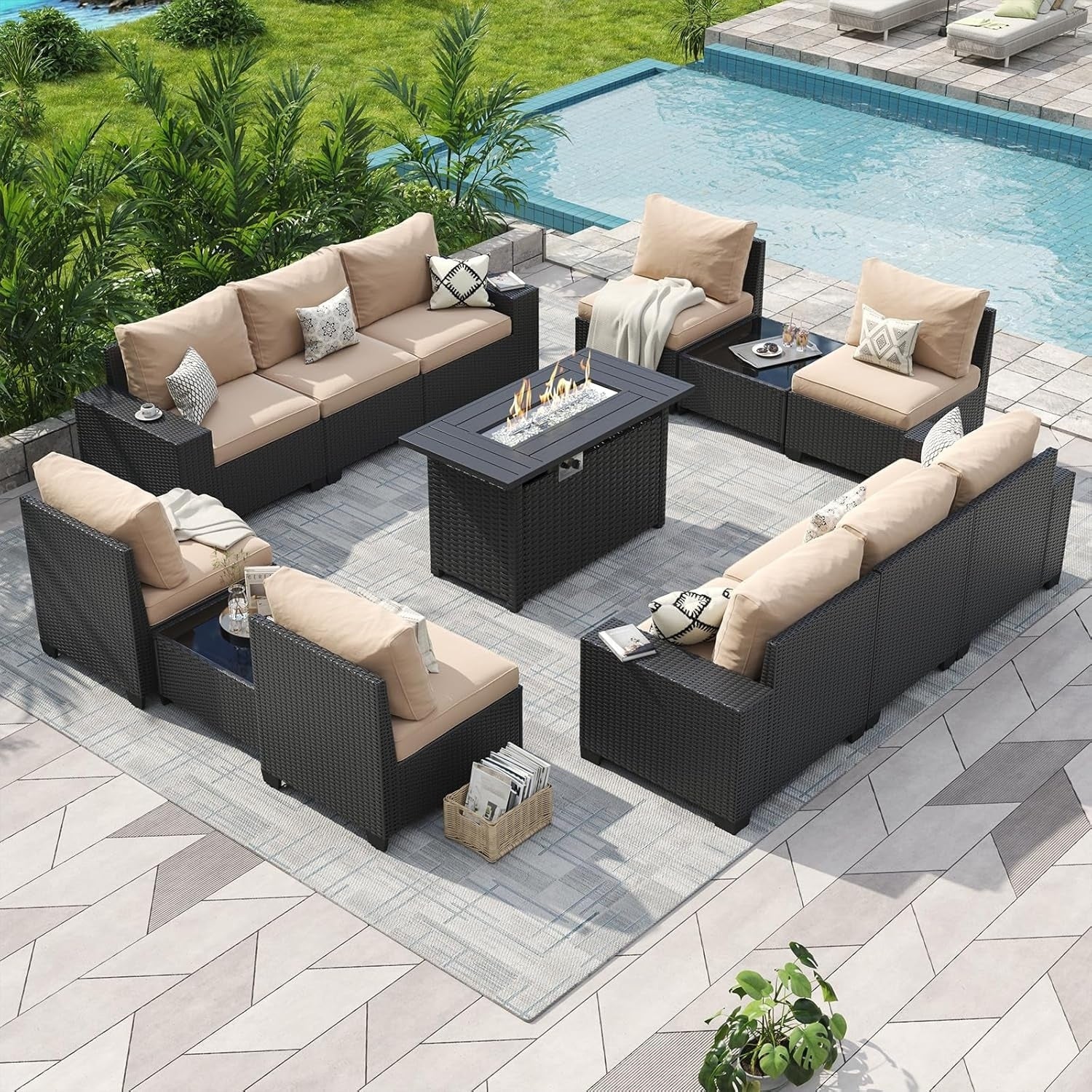 Outdoor Patio Furniture Sets with 4in Thicken Cushion