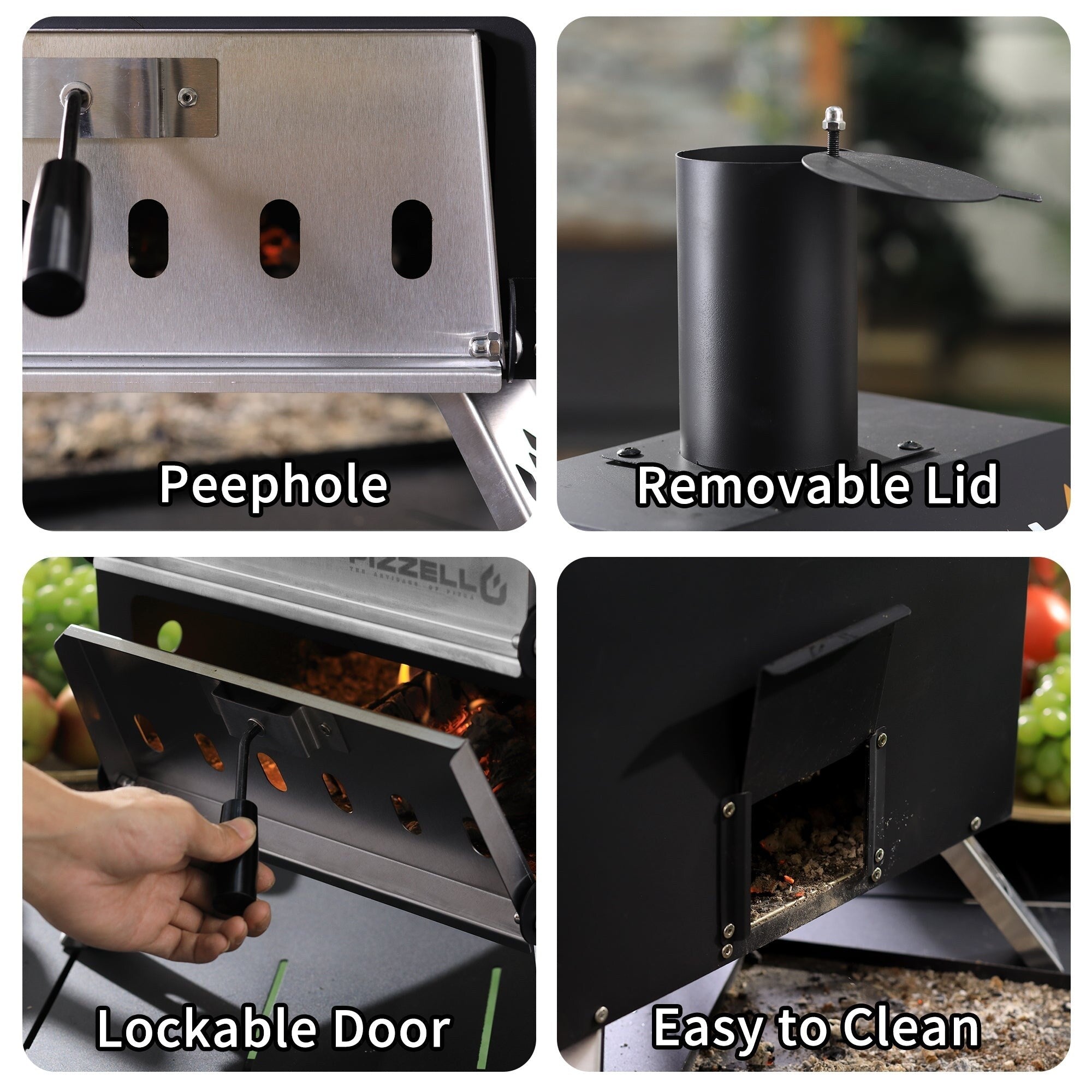 Four à pizza extérieur au feu de bois, machine à pizza à 2 couches, gril à pizza extérieur pour fêtes dans la cour - 12 pouces