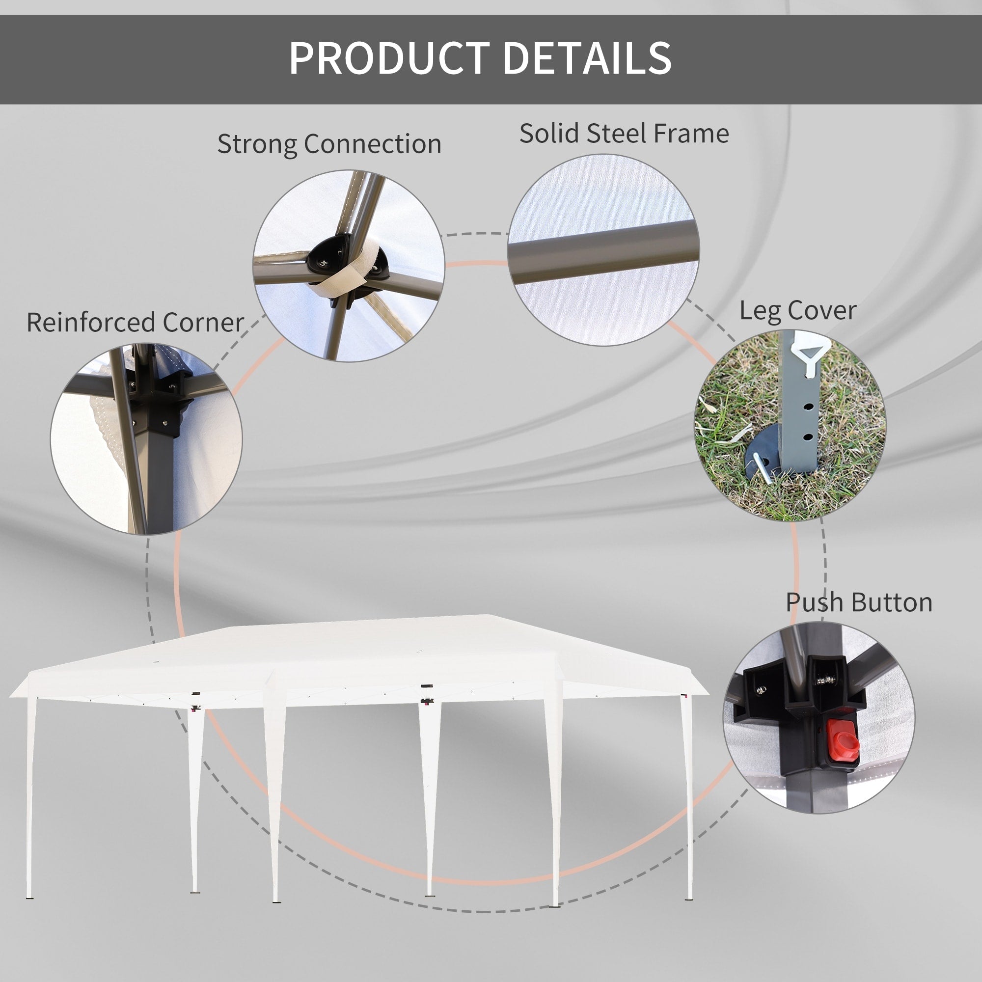 Auvent pop-up robuste Outsunny avec cadre robuste, toit anti-UV et sac de transport pour terrasse, jardin, plage et arrière-cour