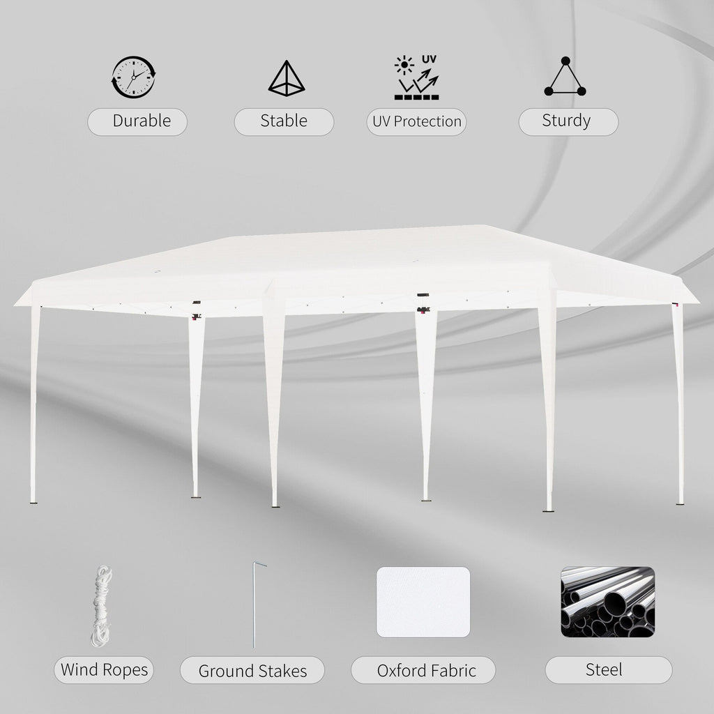 Auvent pop-up robuste Outsunny avec cadre robuste, toit anti-UV et sac de transport pour terrasse, jardin, plage et arrière-cour