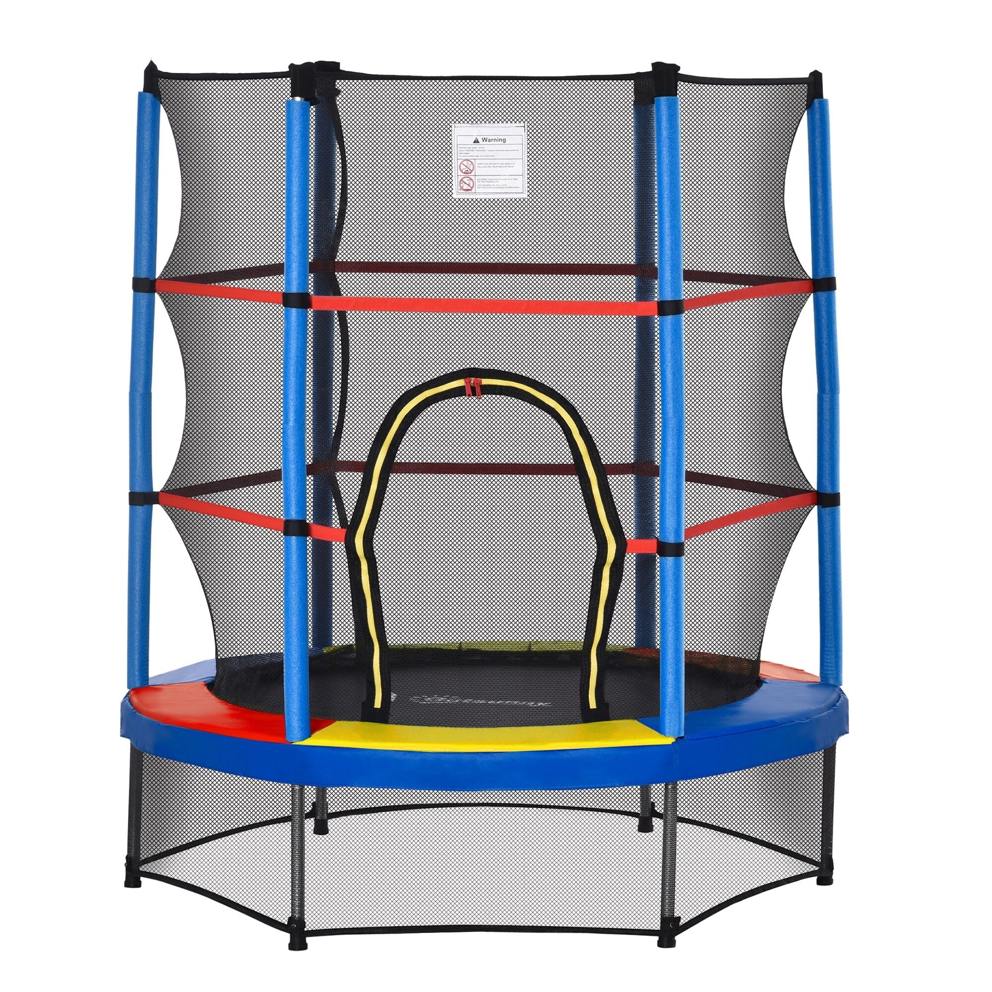 Outsunny 5' Diameter Kids Trampoline with Net for Indoors & Outdoors, Ages 3 to 6