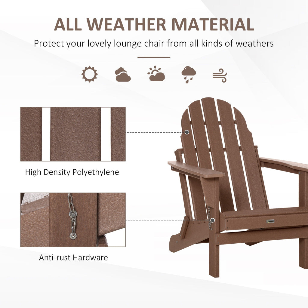 Chaise pliante Adirondack Outsunny, chaises de plage pliantes en plastique PEHD pour terrasse et jardin