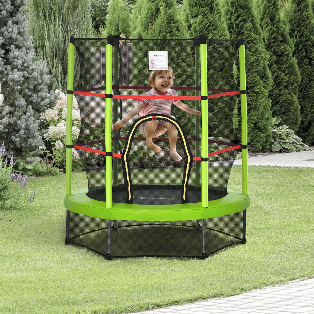 Outsunny 5' Diameter Kids Trampoline with Net for Indoors & Outdoors, Ages 3 to 6