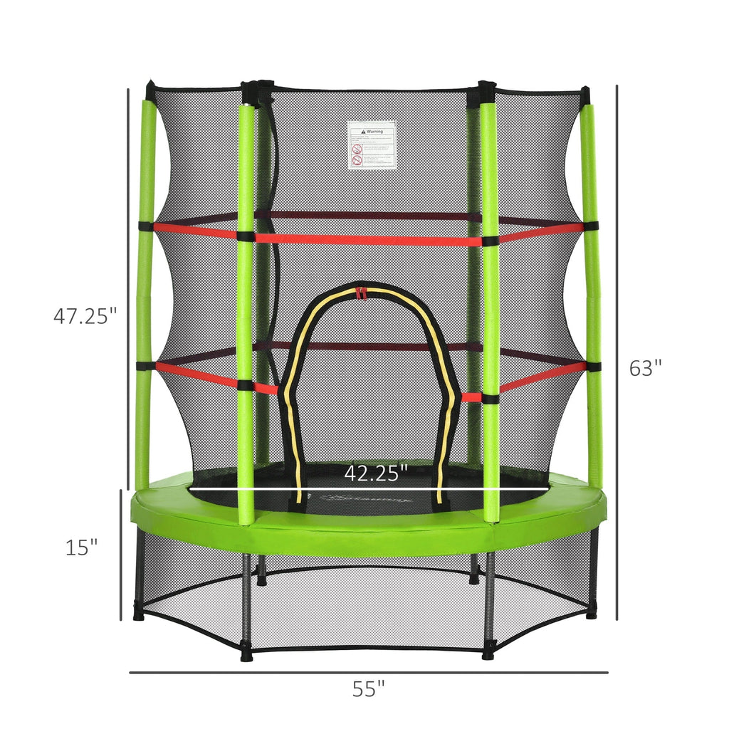 Outsunny 5' Diameter Kids Trampoline with Net for Indoors & Outdoors, Ages 3 to 6
