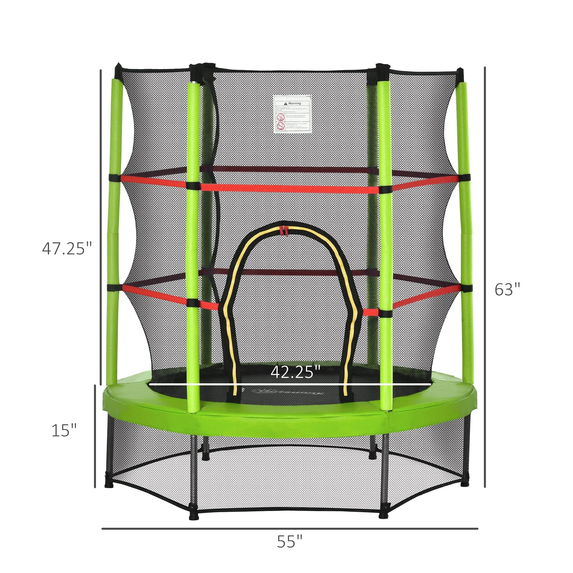 Outsunny 5' Diameter Kids Trampoline with Net for Indoors & Outdoors, Ages 3 to 6