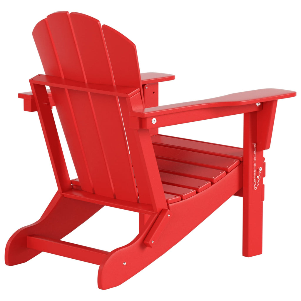 Chaise Adirondack pliable Polytrends Laguna en PEHD pour terrasse extérieure toutes saisons avec pouf (ensemble 2 pièces)