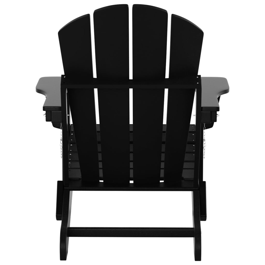 Chaise Adirondack pliable Polytrends Laguna en PEHD pour terrasse extérieure toutes saisons avec pouf (ensemble 2 pièces)