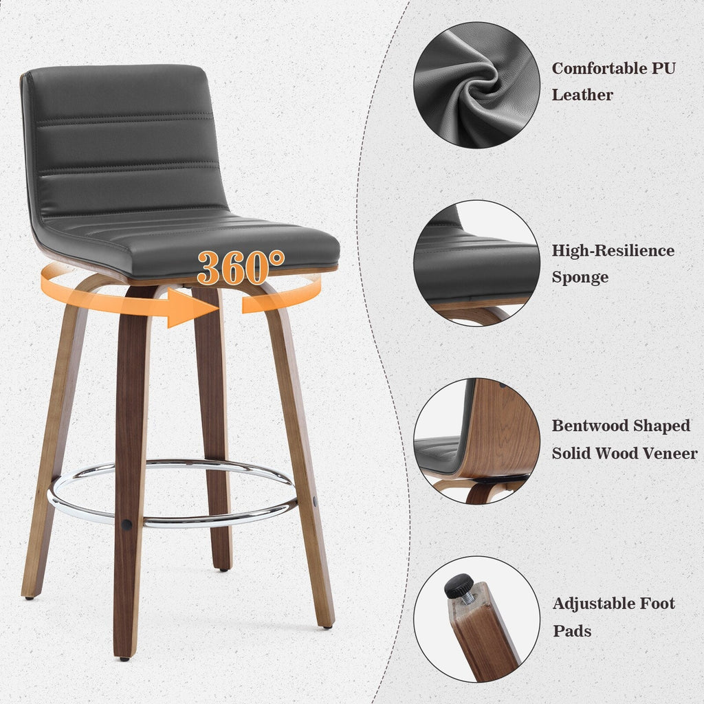 Tabourets de bar/comptoir pivotants en similicuir 26/29, lot de 2/3