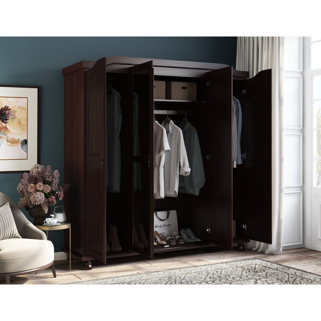 Armoire penderie 4 portes Kyle 100 % bois massif de Palace Imports avec portes en bois massif ou en miroir