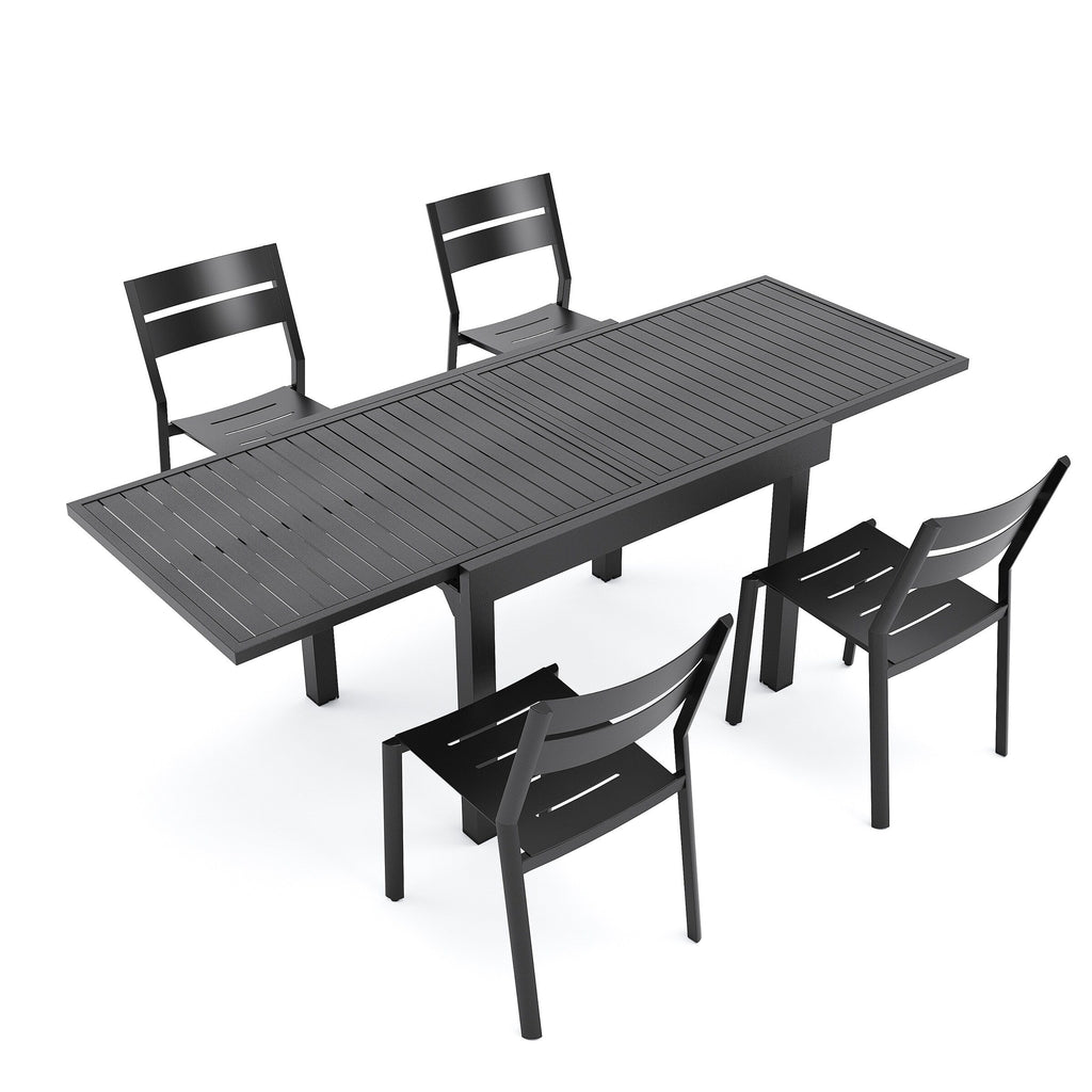 Pellebant 5/7/9-piece Aluminum Outdoor Dining Set Expandable Table and Stackable Chairs