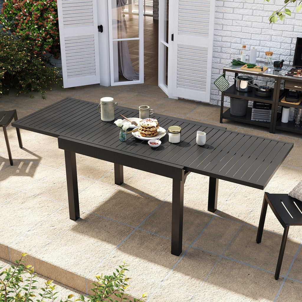 Pellebant 5/7/9-piece Aluminum Outdoor Dining Set Expandable Table and Stackable Chairs