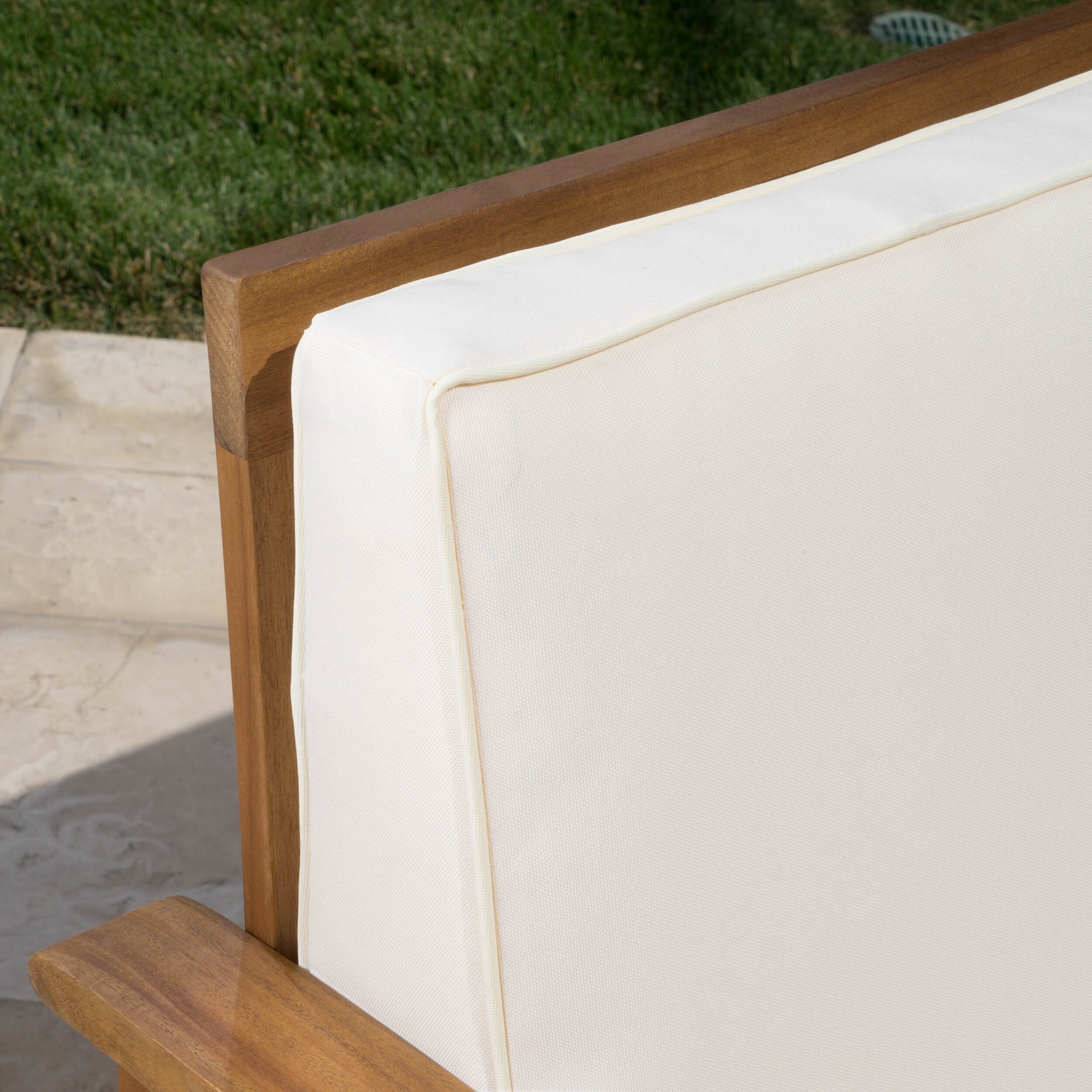 Perla Outdoor 7-piece Acacia Wood Sofa Set with Cushion by Christopher Knight Home