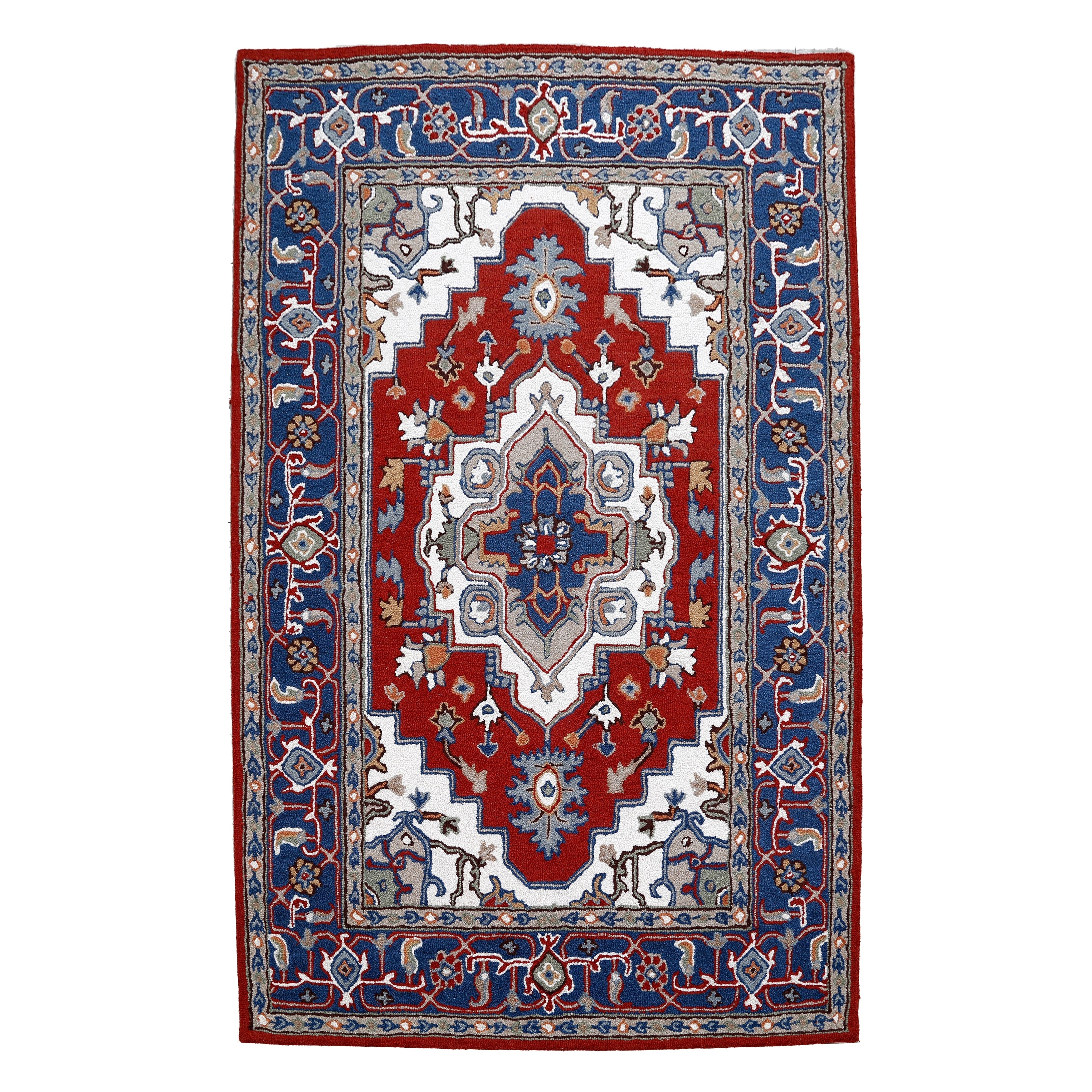 Tapis persan traditionnel en laine, fait main, motif floral George Towne Living