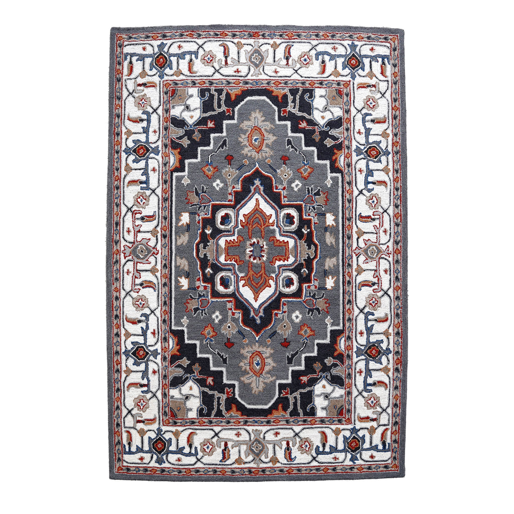 Tapis persan traditionnel en laine, fait main, motif floral George Towne Living