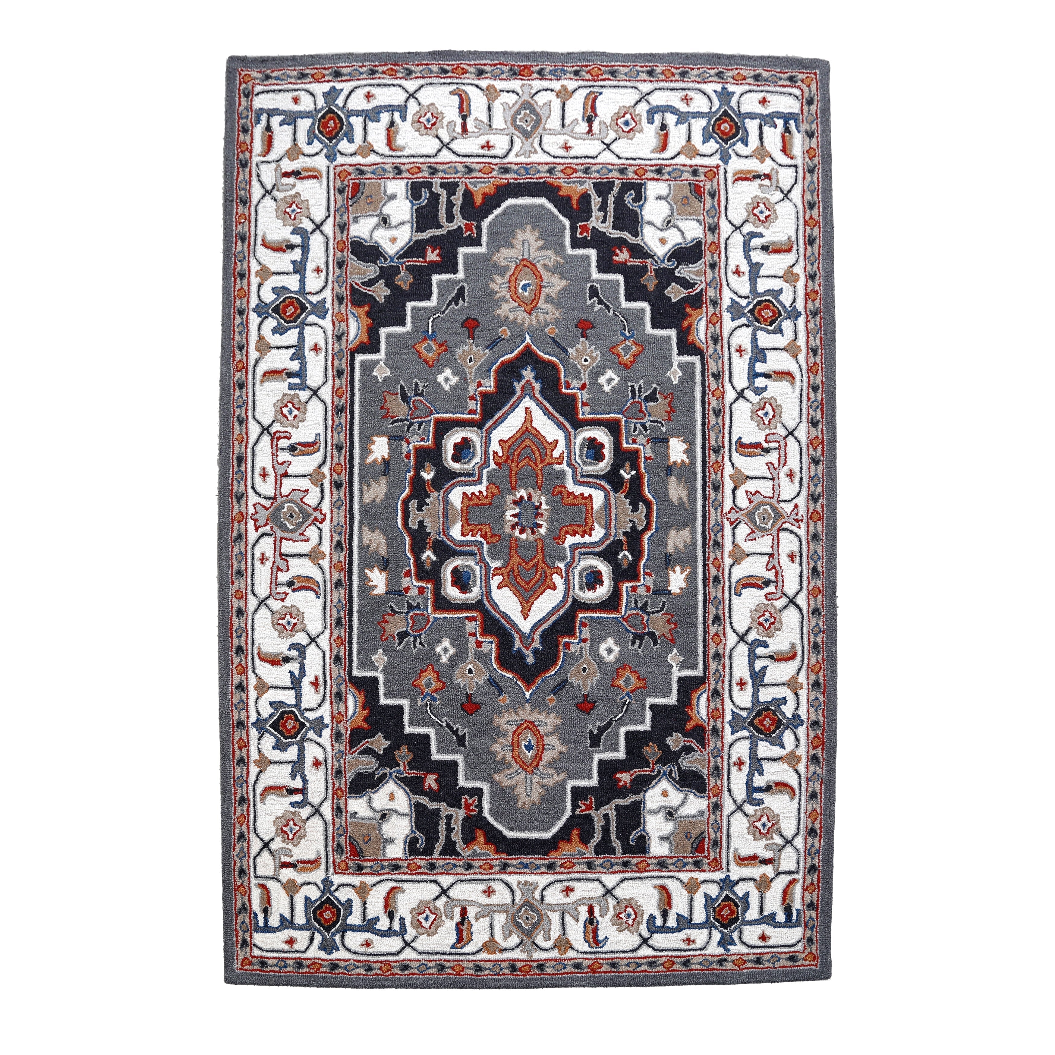 Tapis persan traditionnel en laine, fait main, motif floral George Towne Living