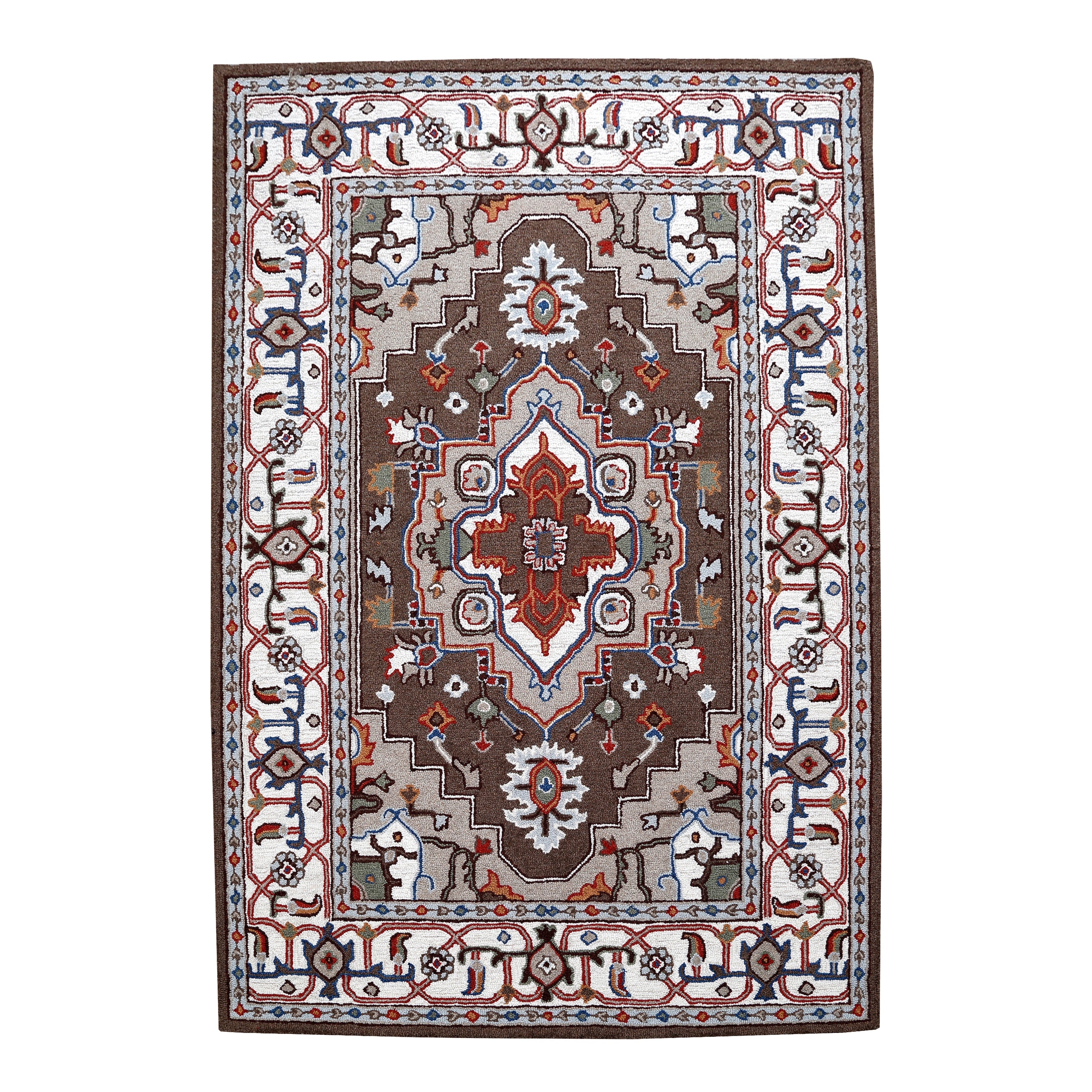 Tapis persan traditionnel en laine, fait main, motif floral George Towne Living