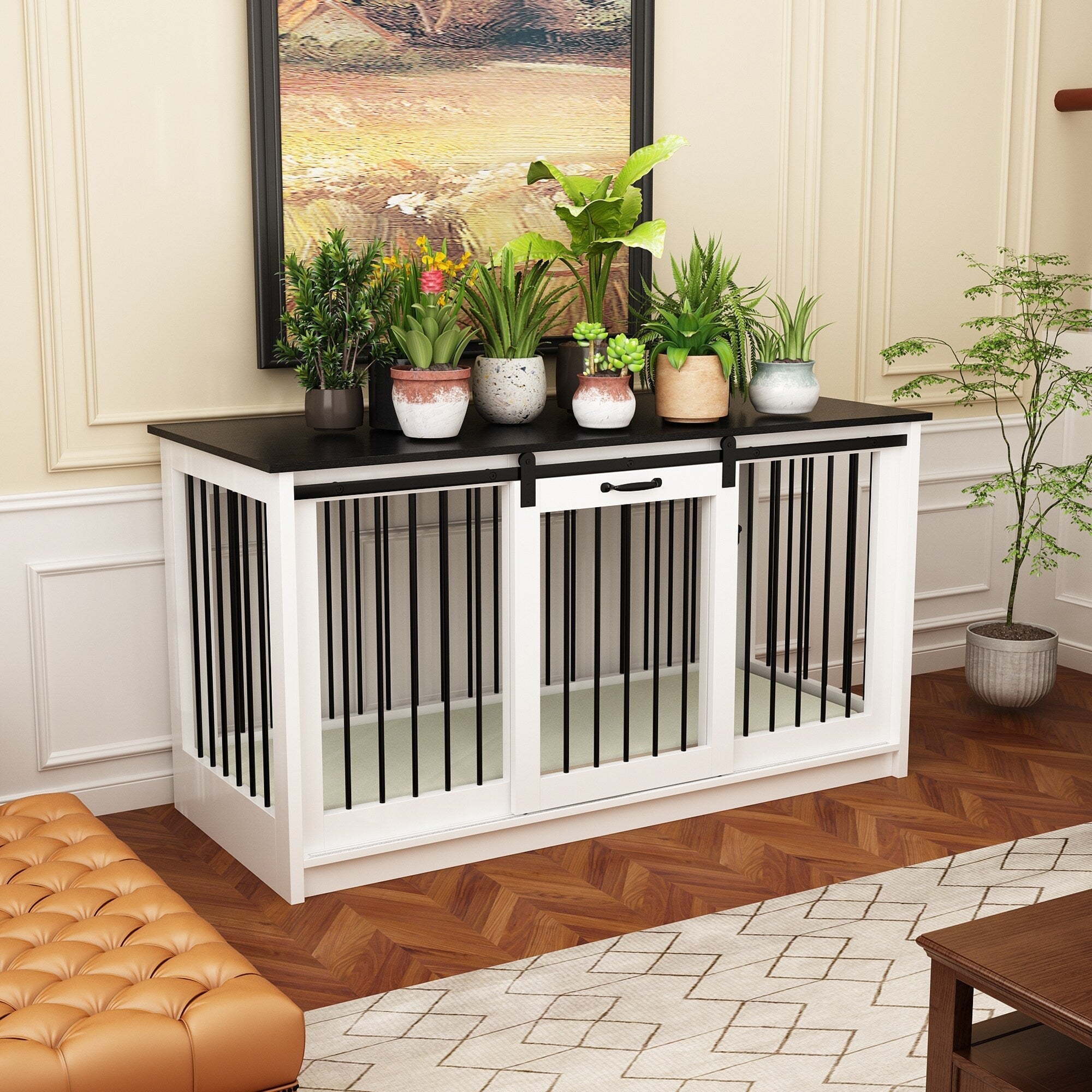 Cage pour chien élégante et robuste avec renfort en tube de fer