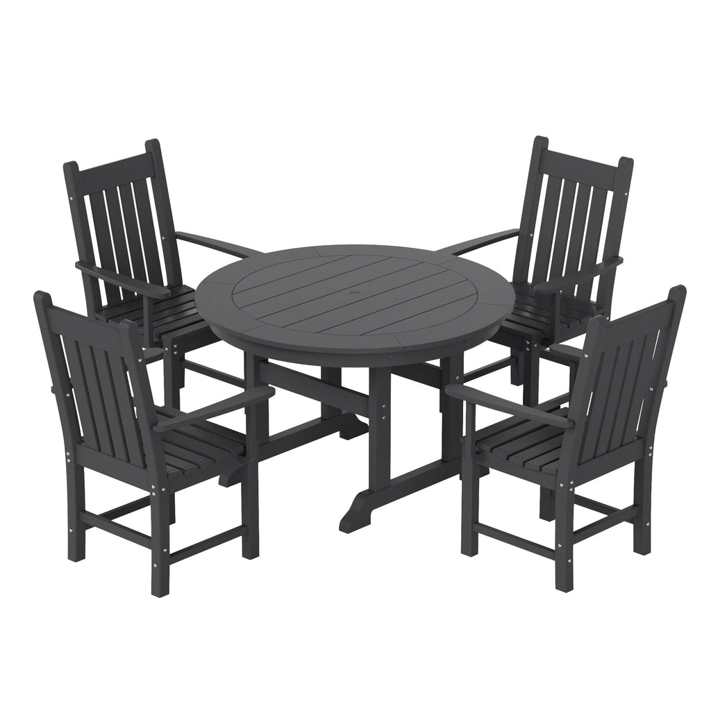 Polytrends Laguna Hdpe All Weather Outdoor Patio Dining Set with Round Table, Armchairs (5-Piece Set)