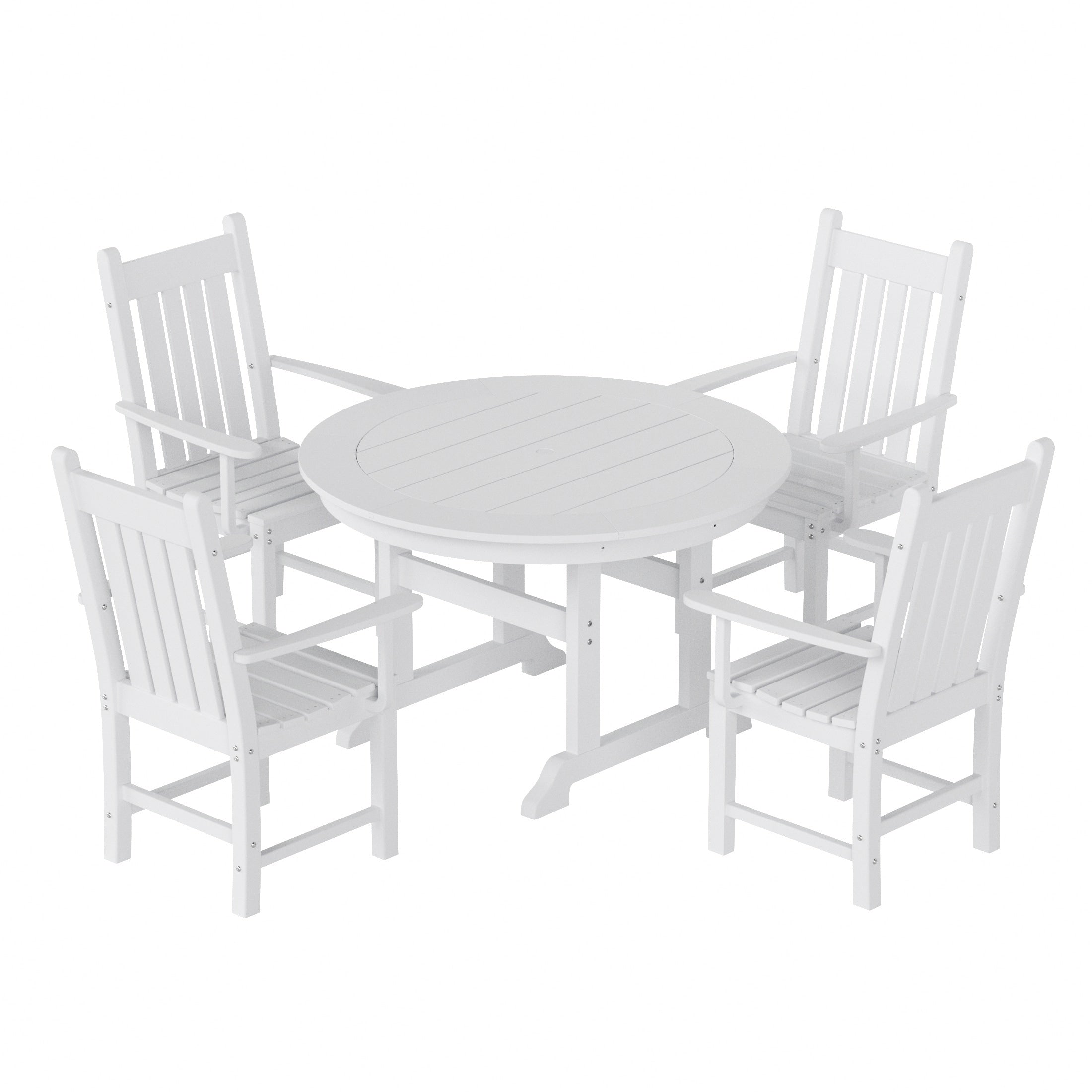 Polytrends Laguna Hdpe All Weather Outdoor Patio Dining Set with Round Table, Armchairs (5-Piece Set)