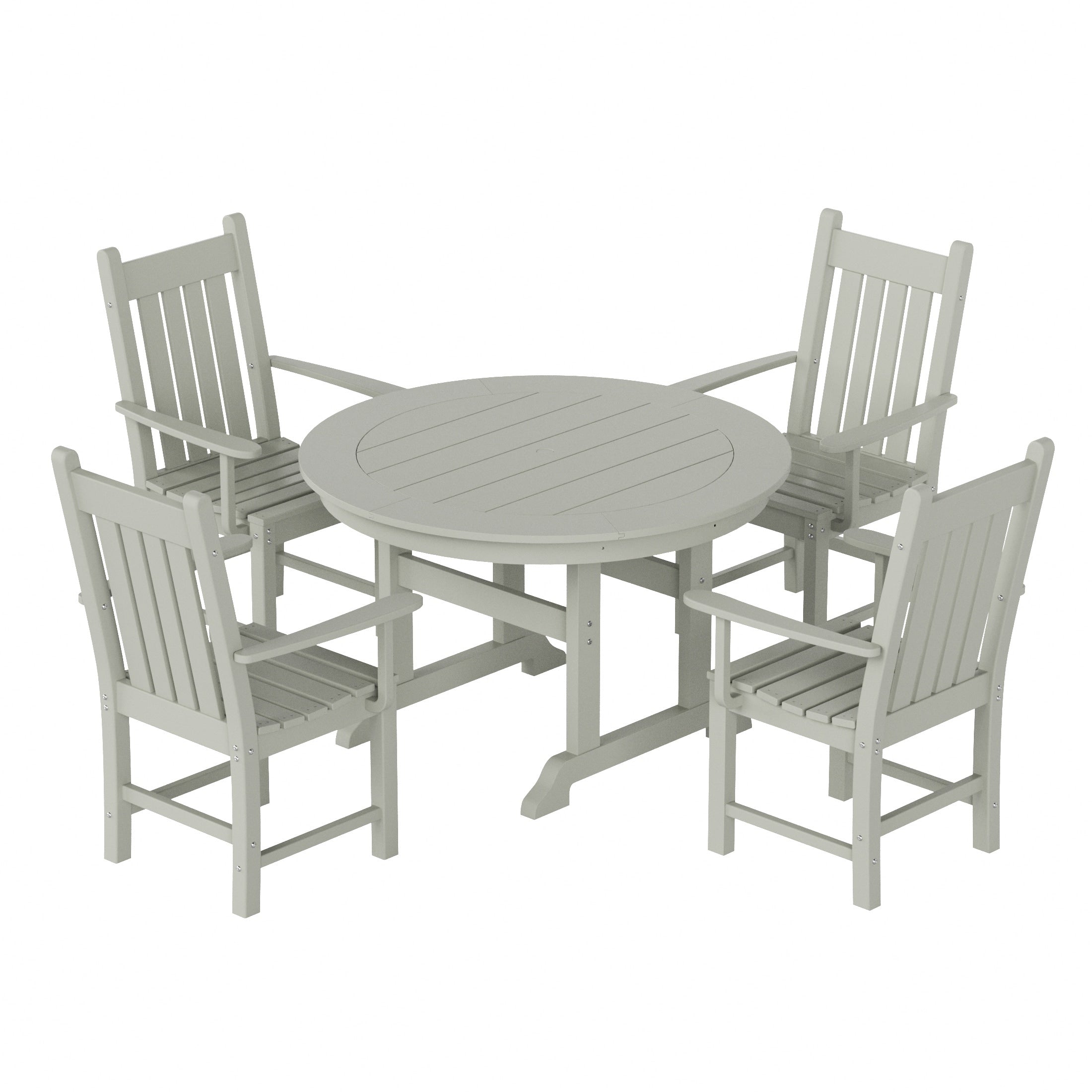 Polytrends Laguna Hdpe All Weather Outdoor Patio Dining Set with Round Table, Armchairs (5-Piece Set)