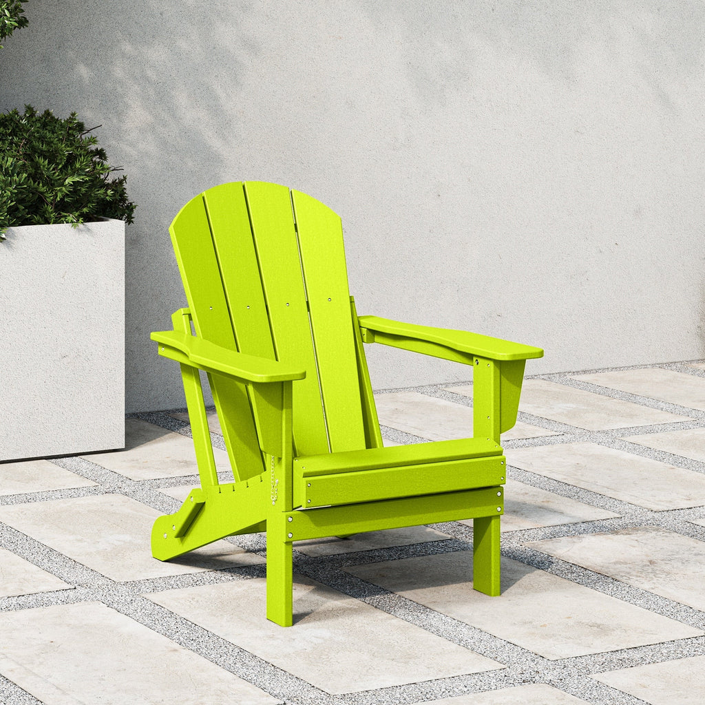 Chaise pliante Adirondack Polytrends Laguna résistante à la décoloration et aux intempéries pour patio extérieur