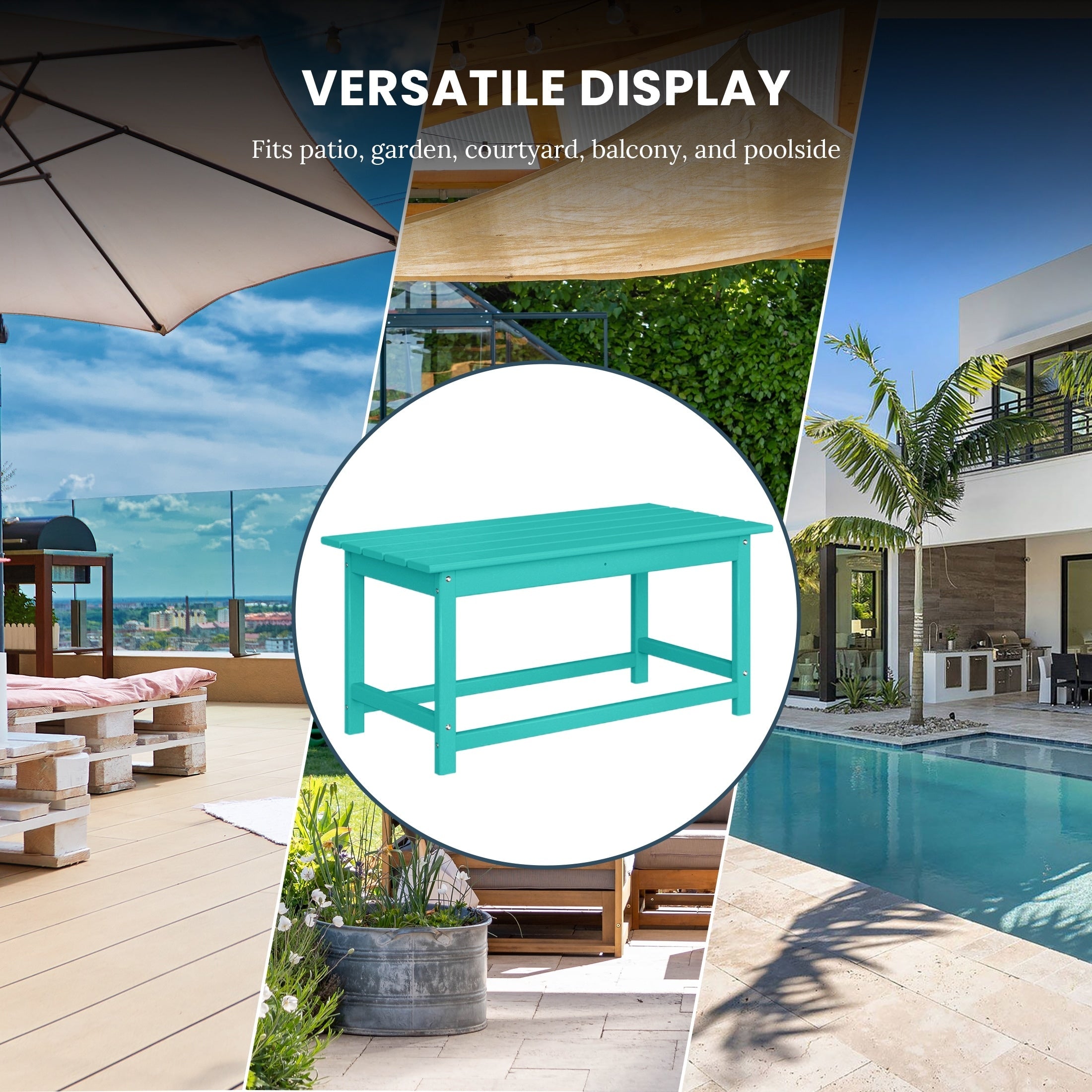 Polytrends Laguna Hdpe All Weather Outdoor Patio Rectangular Coffee Table