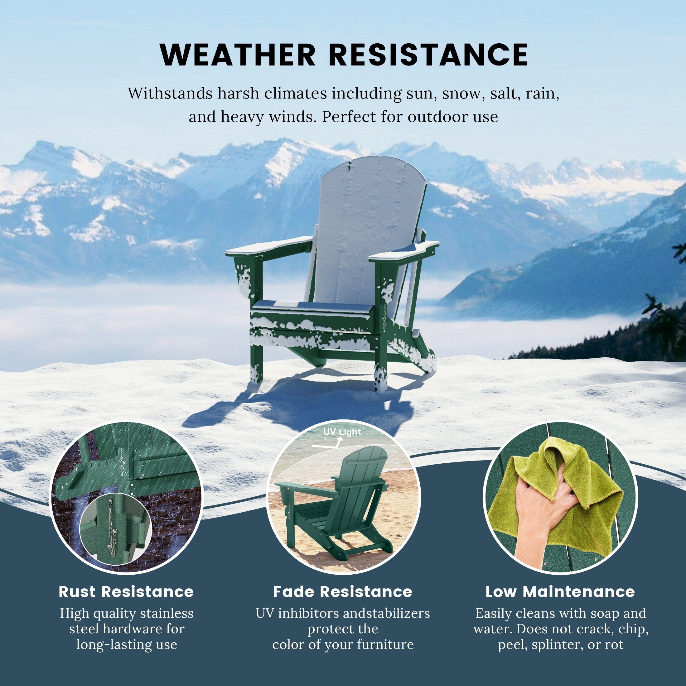 Chaises pliantes Adirondack Polytrends Laguna résistantes aux intempéries (lot de 2)