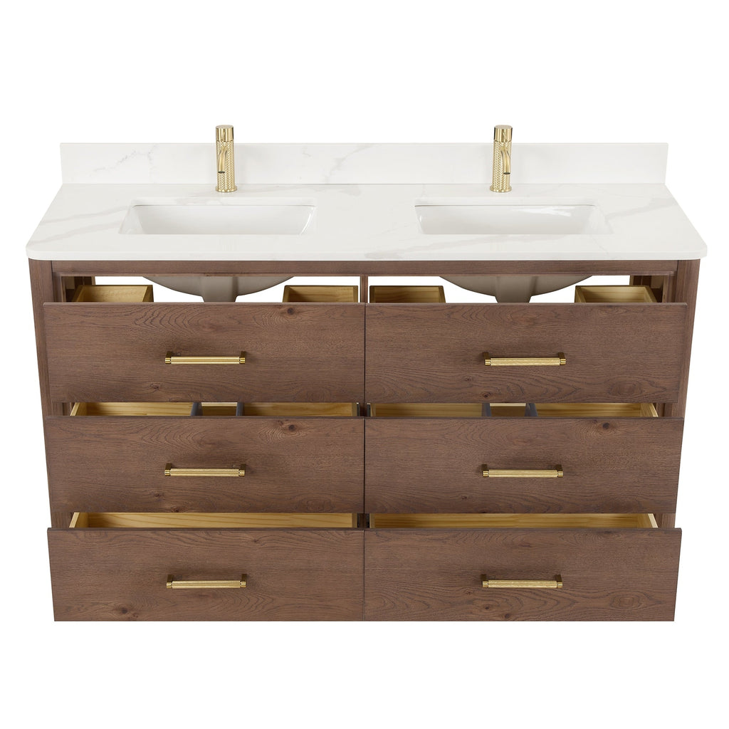 Meuble-lavabo Porto avec dessus en quartz blanc sans miroir