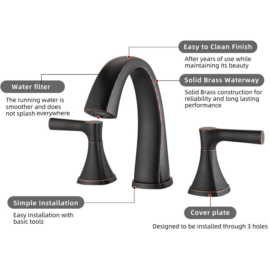 Proox 8 Widespread Bathroom SpotShield Basin Faucet w/ Drain Assembly