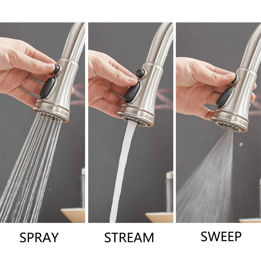 Robinet de cuisine à tirette, poignée unique, robinet d'évier de cuisine moderne à un trou avec douchette extractible, robinet de lavabo avec plaque de pont