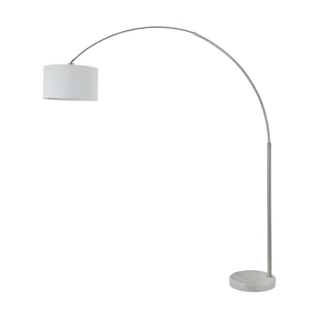 Lampadaire arqué réglable en acier Q-Max 81 avec abat-jour extra large et base en marbre