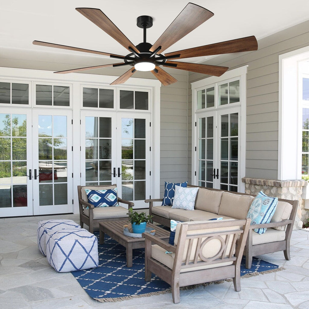 Ventilateur de plafond télécommandé avec lumières, grandes 8 pales en bois