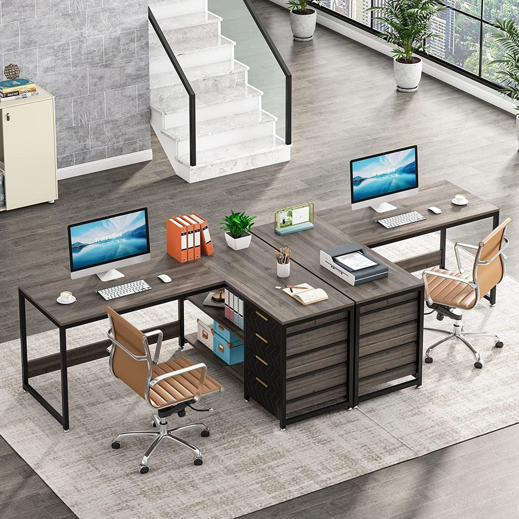 Bureau d'ordinateur réversible en forme de L, table d'écriture robuste, poste de travail