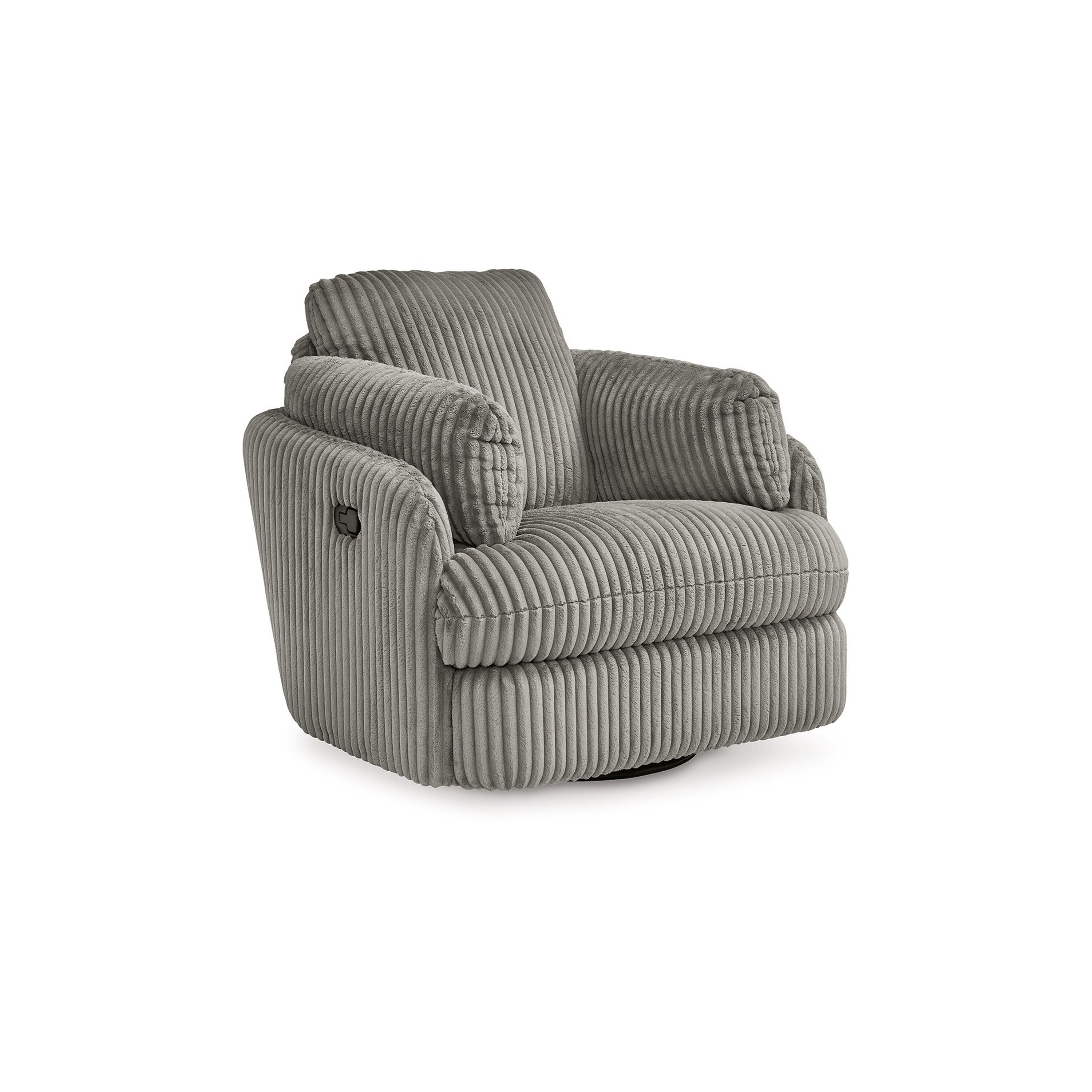 Rikki Swivel Glider Manual Recliner Chair, Gray Corduroy, 2 Pillows
