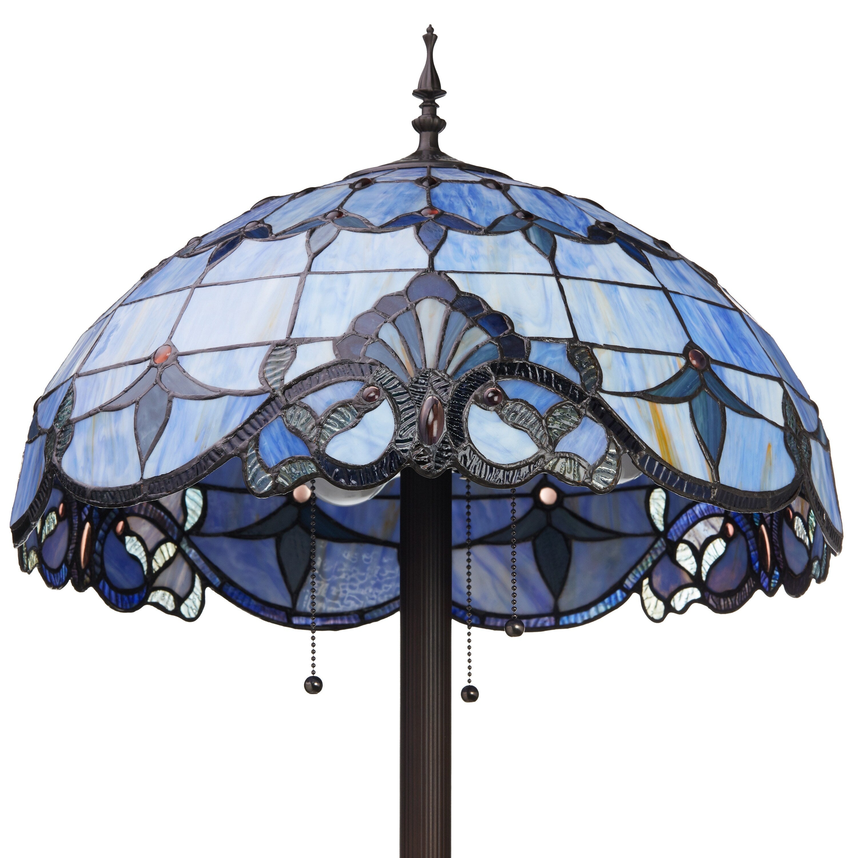 Lampadaire à 3 lumières en verre teinté et résine River of Goods Allistar, 64 pouces de hauteur, éclairage vers le bas - 20 L x 20 l x 64 H