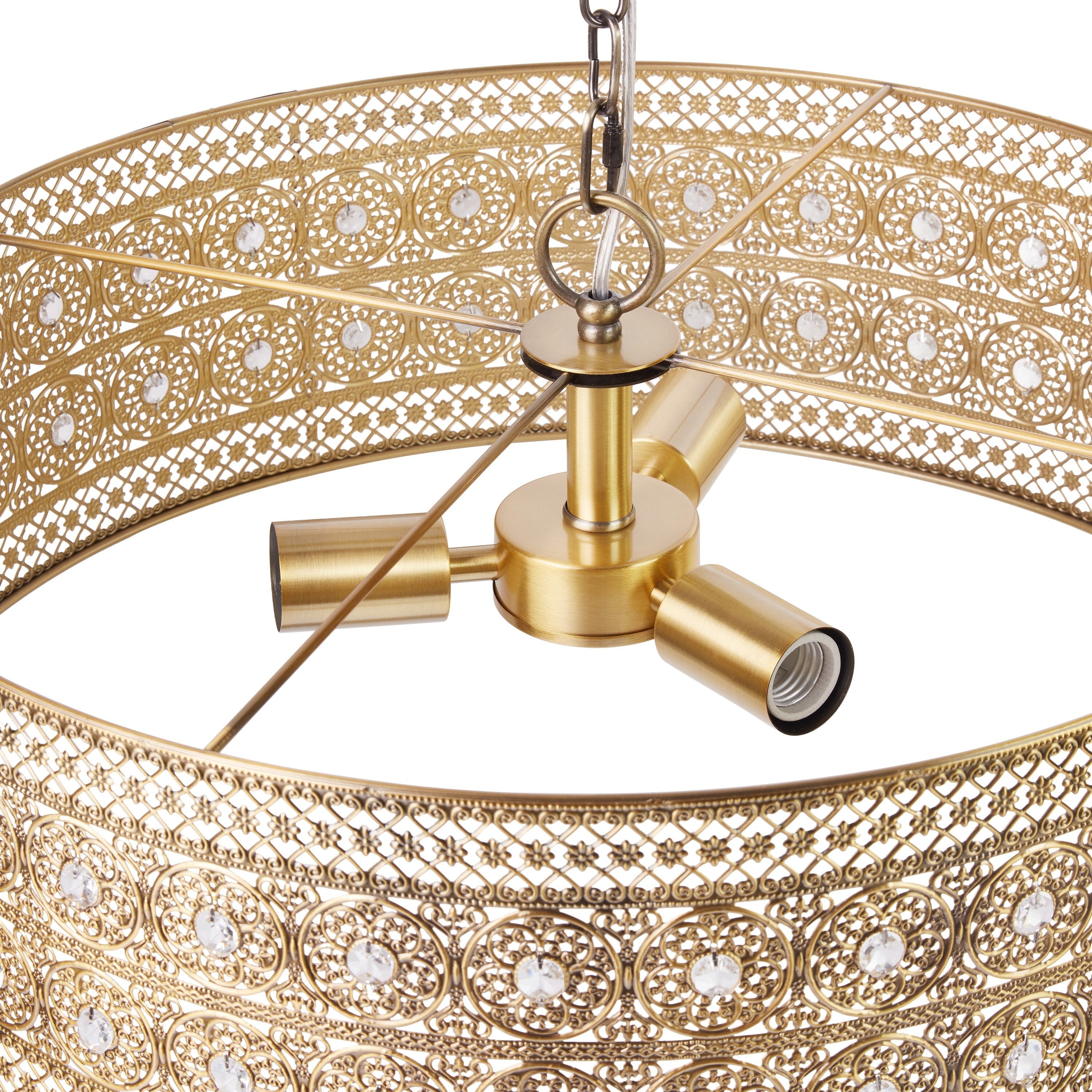 Lustre à 3 lumières River of Goods Bryar en laiton et cristal 23,5 W - 23,5 x 23,5 x 61,5