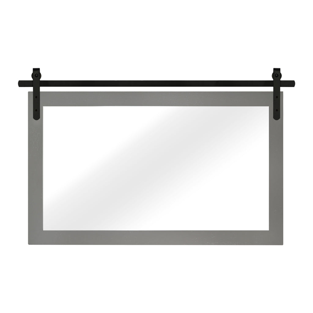 Rustic Farmhouse Mirror Vanity Mirror Solid Wood Frame with Metal Barn Style Mirror