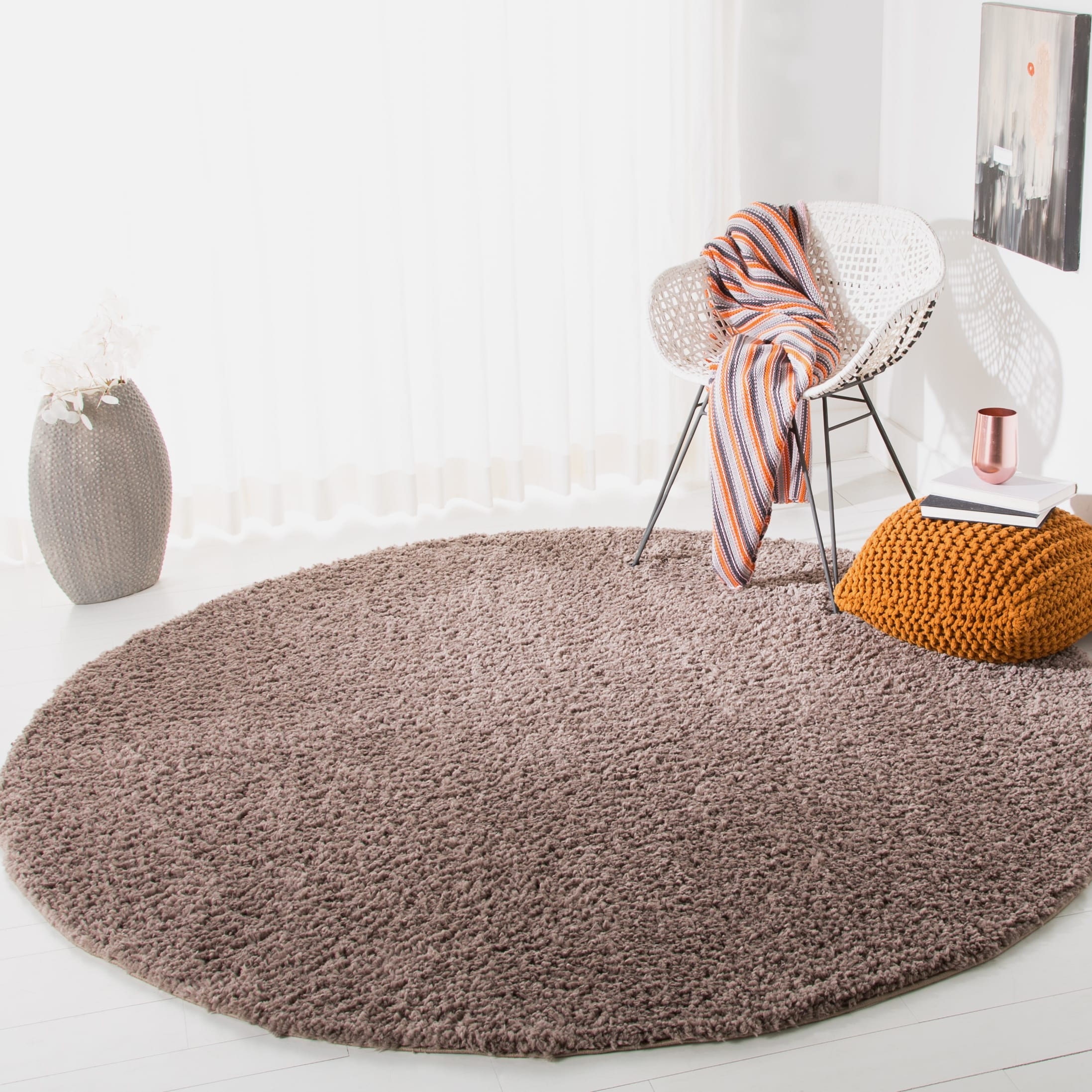 Tapis SAFAVIEH August Wilhelma Shag uni de 3 cm d'épaisseur