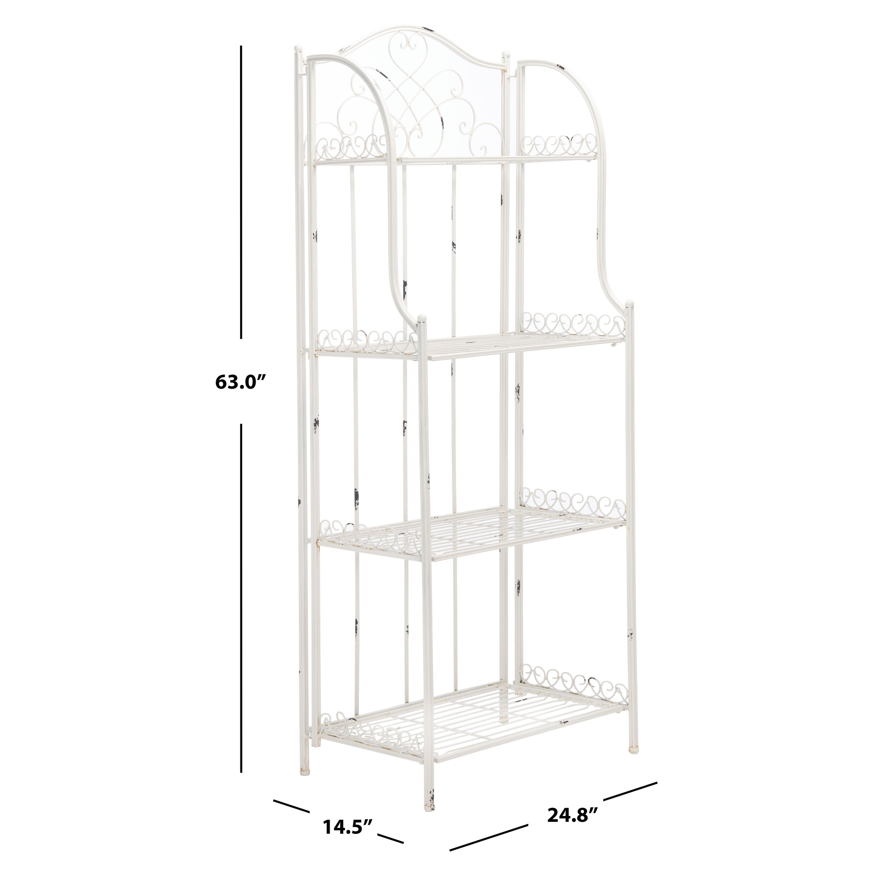 Étagère de boulangerie d'extérieur à 4 niveaux en fer forgé victorien SAFAVIEH Bryn - 25 po L x 15 po P x 63 po H - 25L x 15P x 63H