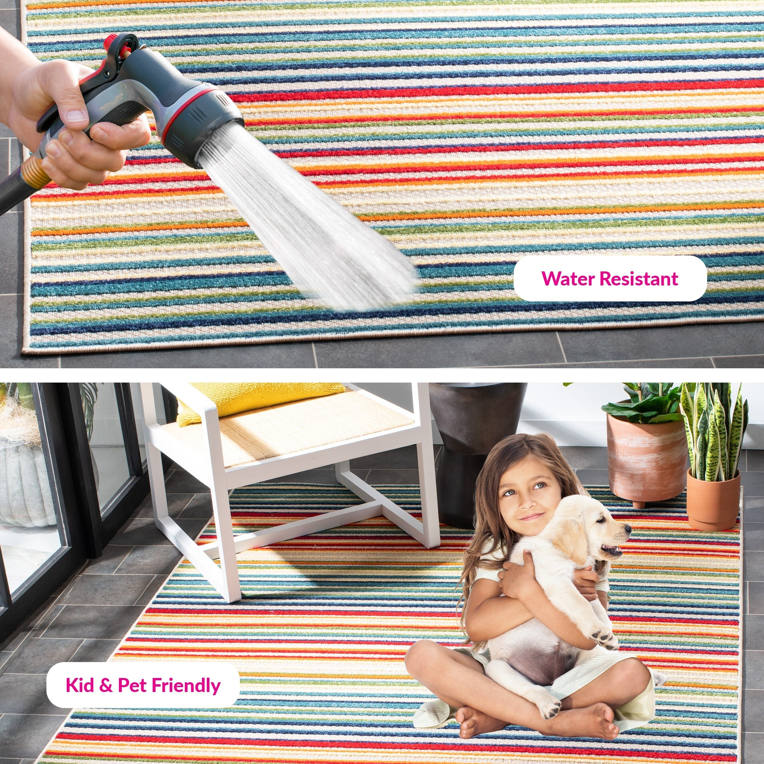 SAFAVIEH Cabana Gafia Indoor/ Outdoor Waterproof Patio Stripe Rug