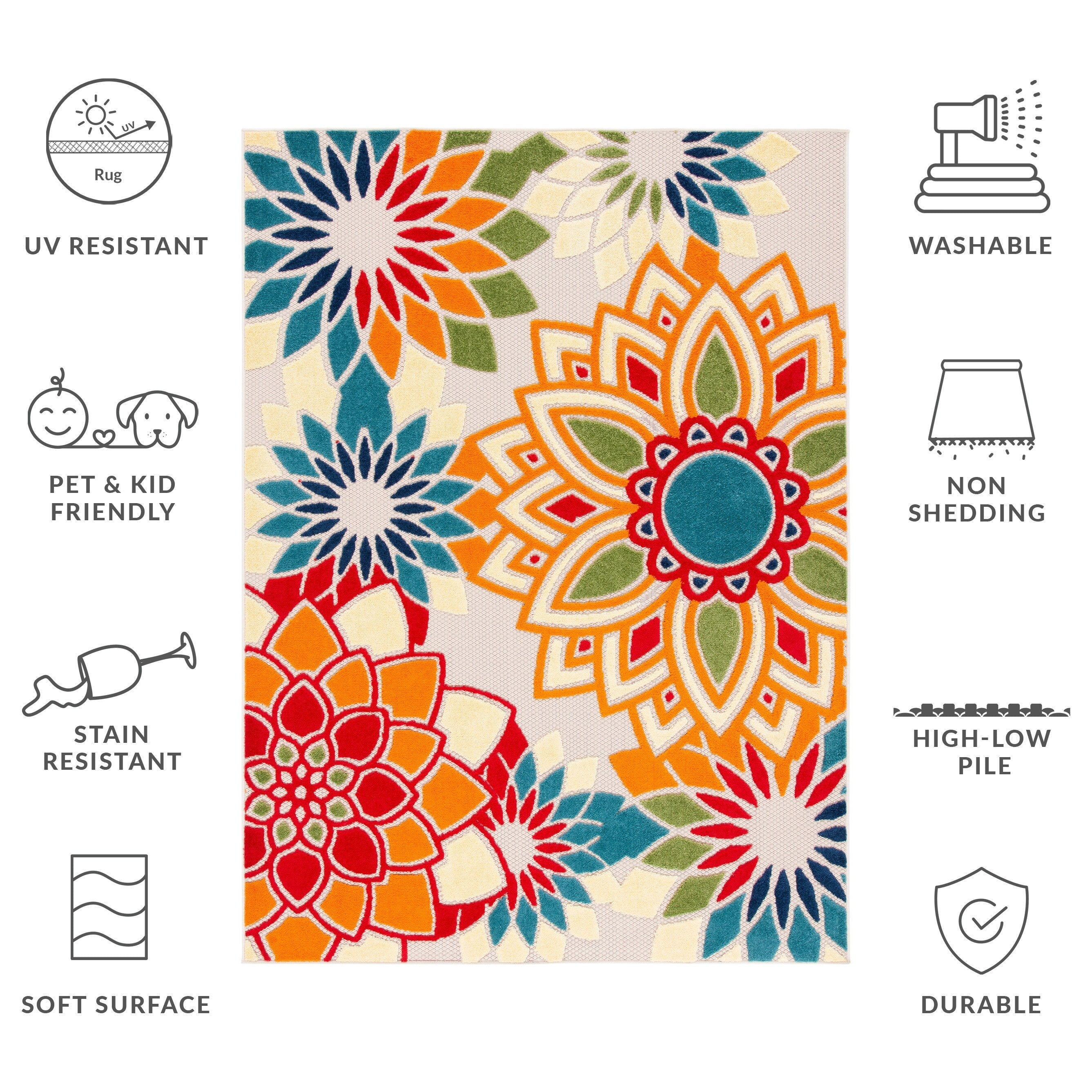 SAFAVIEH Cabana Ingke Indoor/ Outdoor Waterproof Patio Floral Rug
