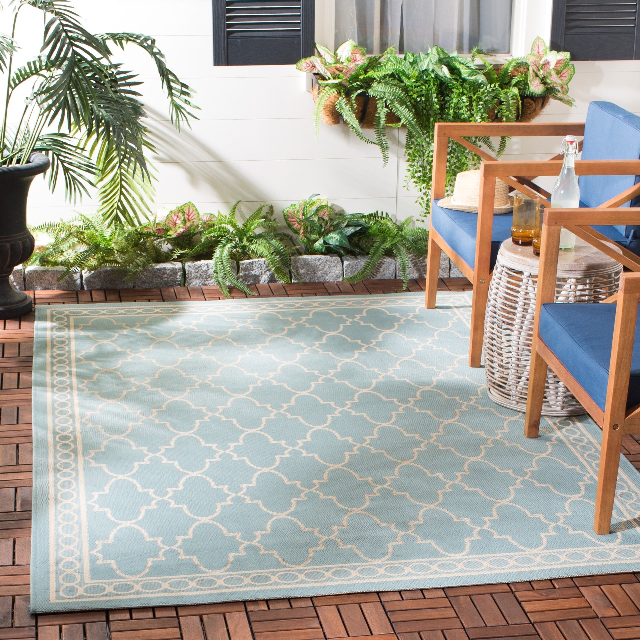 SAFAVIEH Courtyard Janell Trellis Indoor/ Outdoor Waterproof Patio Backyard Rug